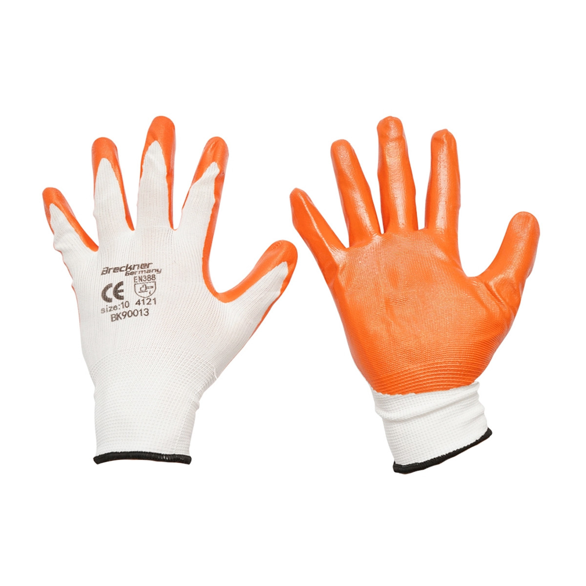 Manusi de protectie sintetice cauciucate alb-portocaliu marimea 10, Cod: BK90013, BRECKNER GERMANY