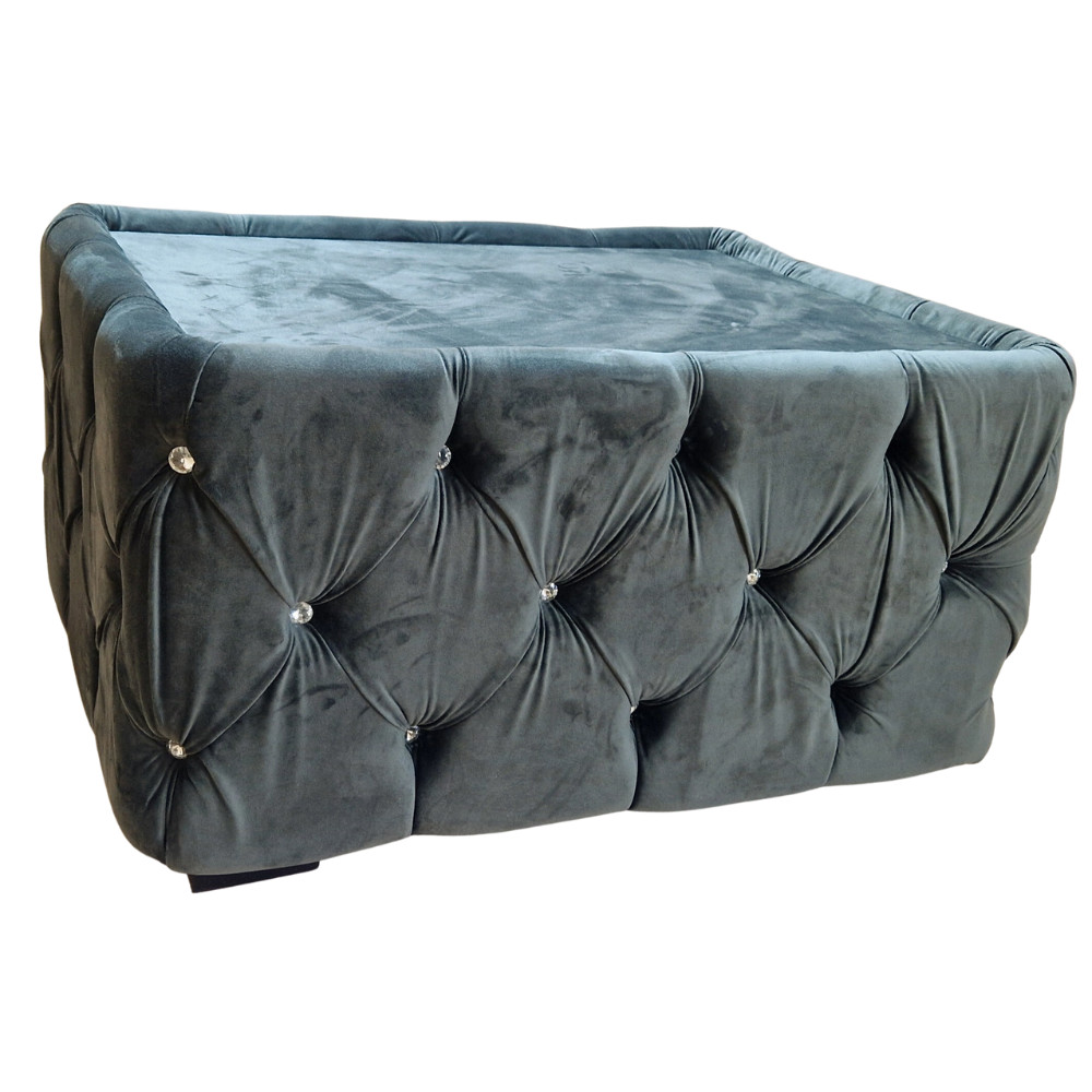 Masuta Chesterfield, 80x60x30cm, Luna V-19 Antracith, Glasspandoor