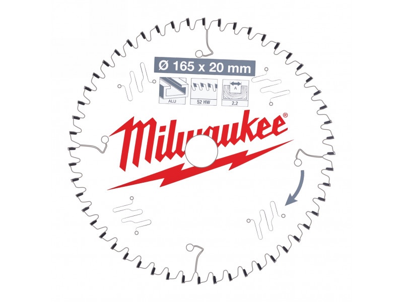 MILWAUKEE Lamă de ferăstrău pentru aluminiu 165 x 20 x 2,2 mm / 52T TF NEG