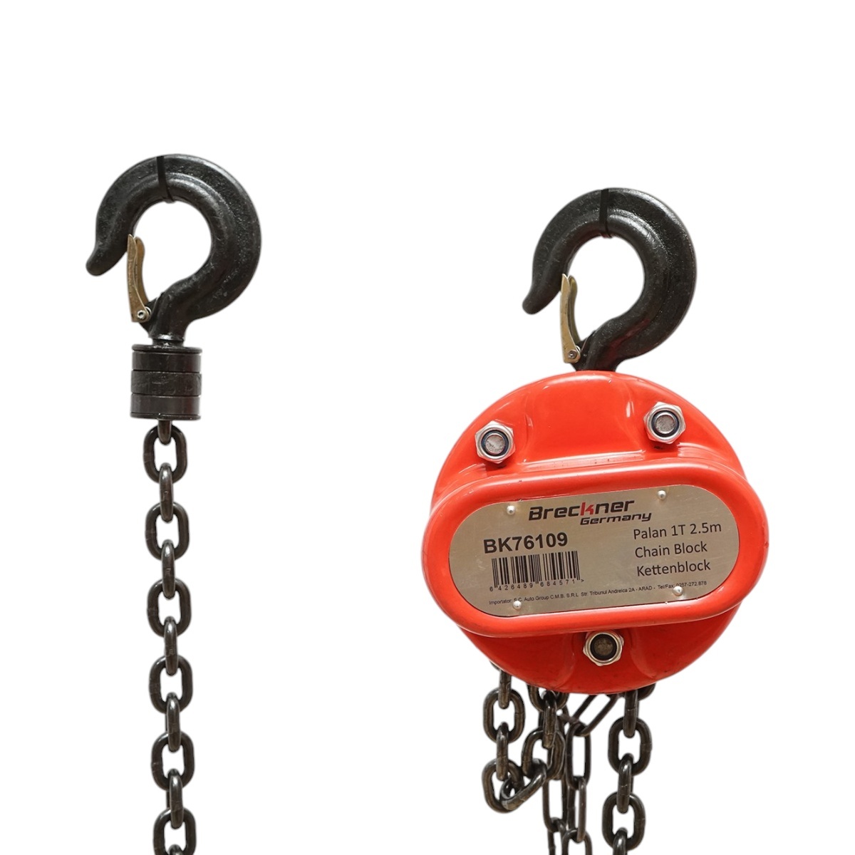 Palan manual cu lant 2.5m, sarcina maxima 1000 kg, carlig cu siguranta, Cod: BK76109, Breckner Germania - 1 | YEO