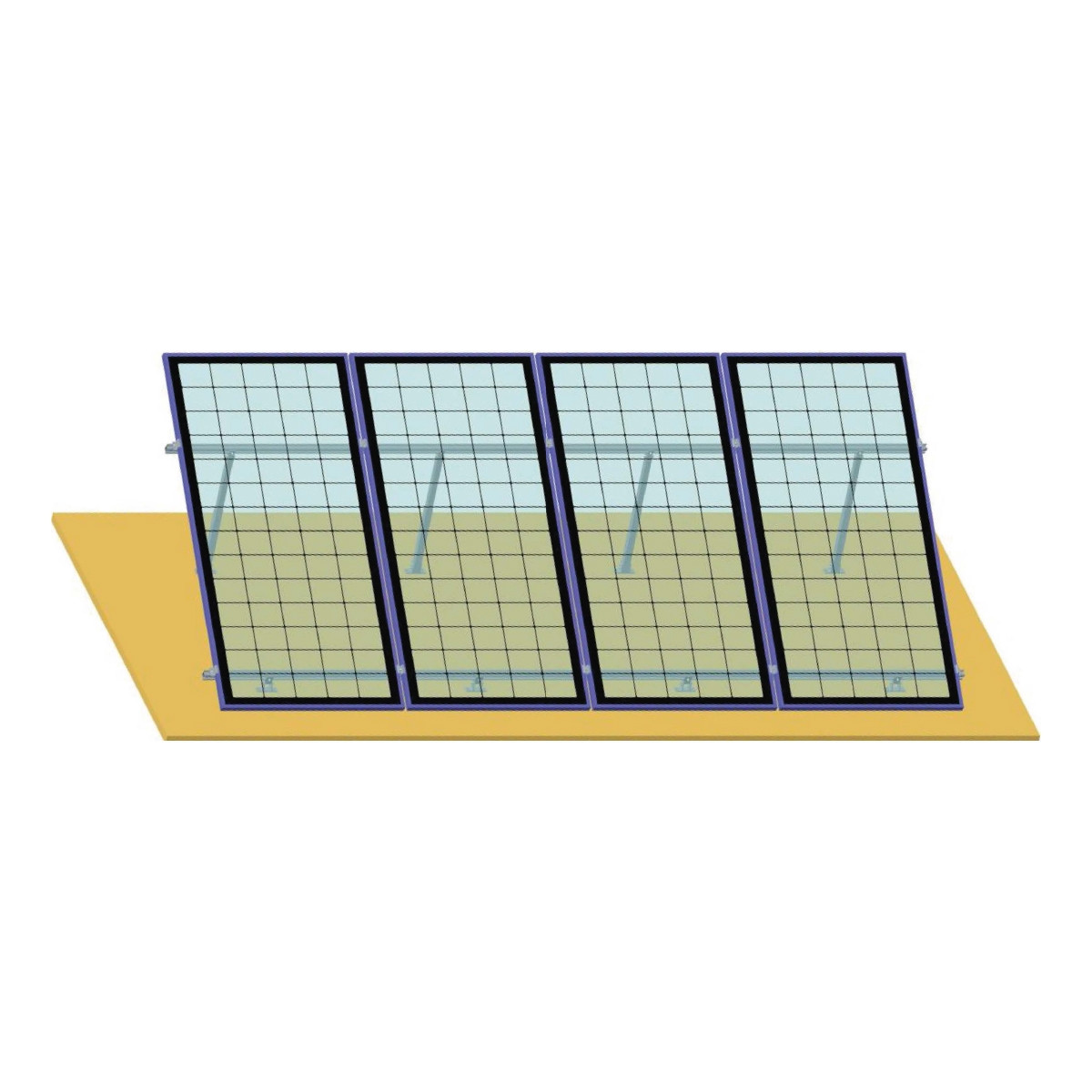 Sistem complet montare, structura acoperis pentru 4 panouri solare fotovoltaice cu unghi reglabil 15-30 grade, Cod: BK77904, Brand: BRECKNER GERMANY