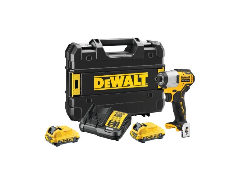 Șurubelniță cu impact DEWALT cu acumulator 12 V fără perie de carbon (2 x acumulator 2.0 Ah + încărcător) DCF801D2 - 2 | YEO