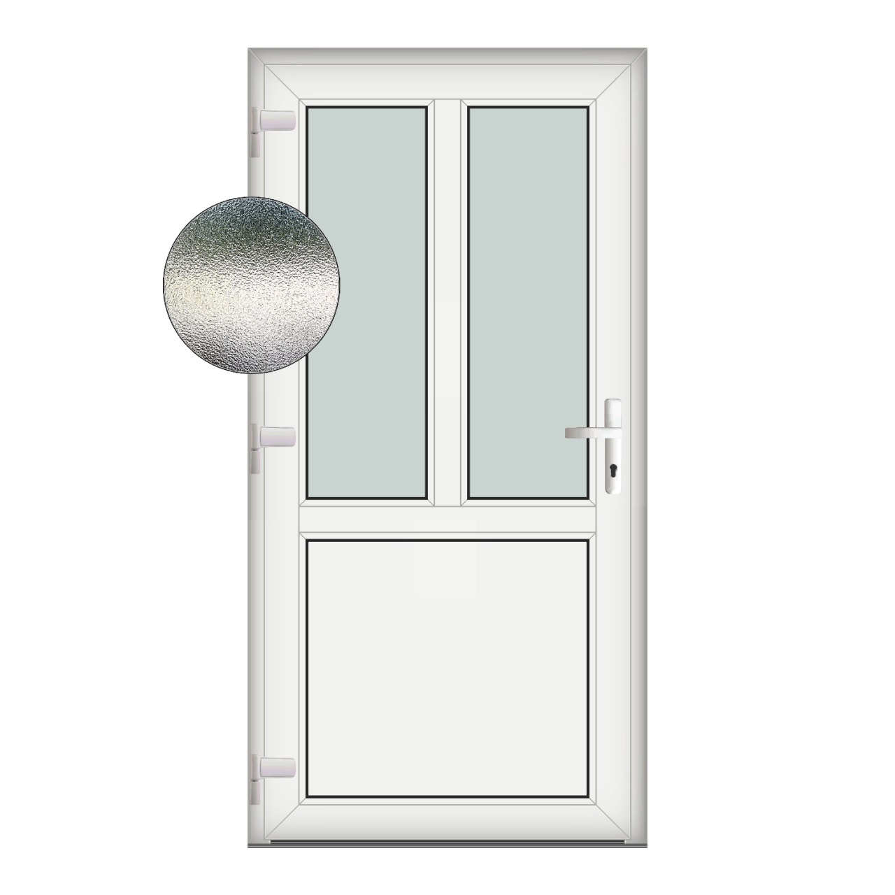 Usa T-Model, PVC & termopan, 70x190cm, alba, stanga, Klass, 7cm, 6 camere, sticla mata nisip alb