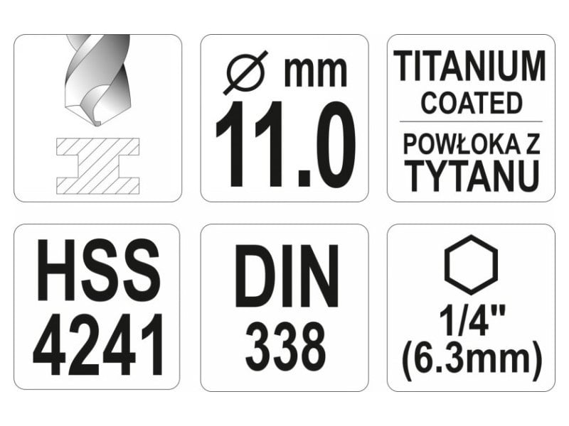 YATO Auger 11,0 x 142/94 mm Suport de bit HSS-TiN - 2 | YEO