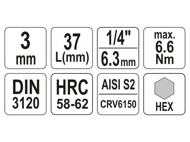 YATO Bit cheie tubulară Allen 1/4" 3 mm CrV - 3 | YEO