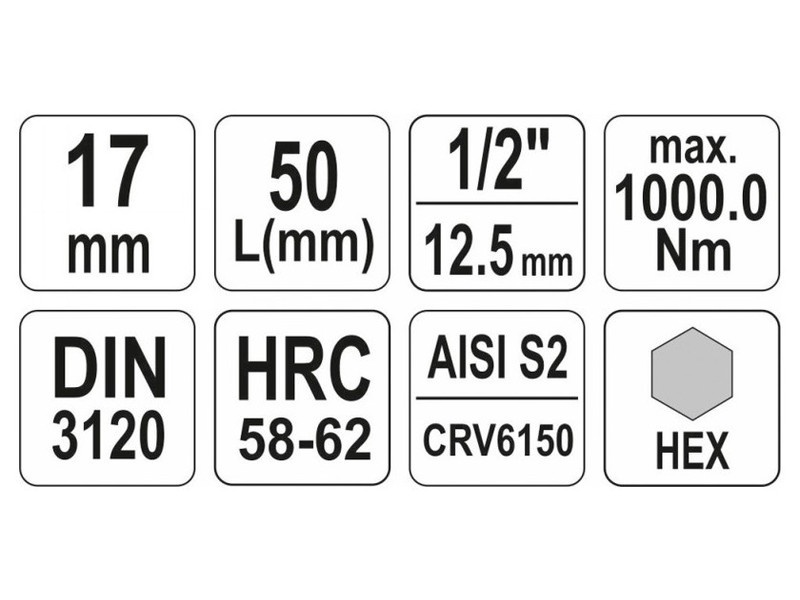 YATO Bit cheie tubulară cheie Allen 1/2" 17 mm CrV - 3 | YEO