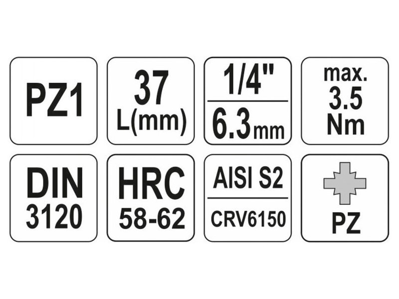 YATO Bit cheie tubulară Pozidriv 1/4" PZ1 CrV - 2 | YEO