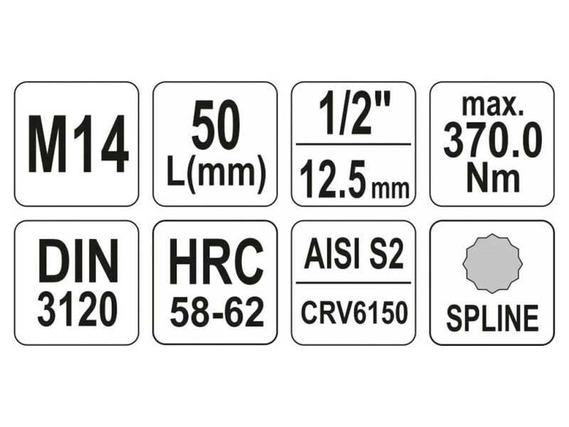 YATO Bit cheie tubulară Spline 1/2" M14 CrV