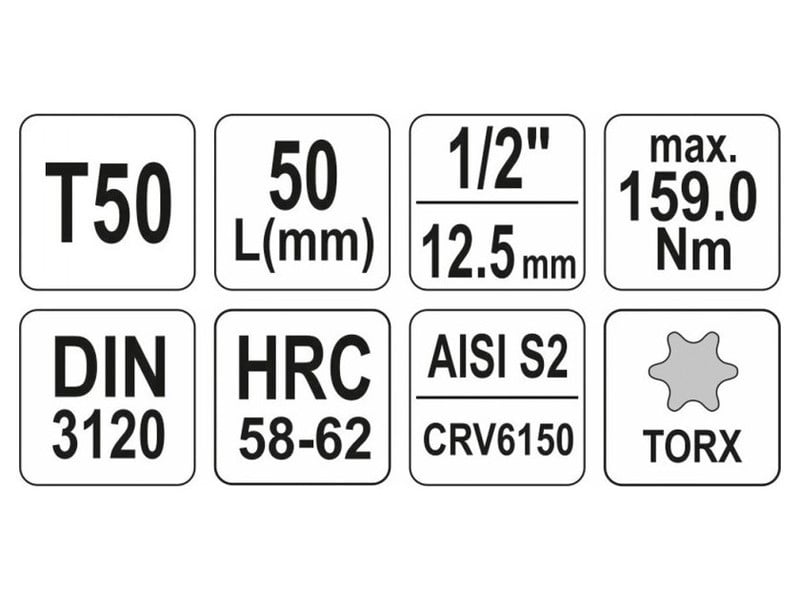 YATO Bit cheie tubulară Torx 1/2" T50 CrV