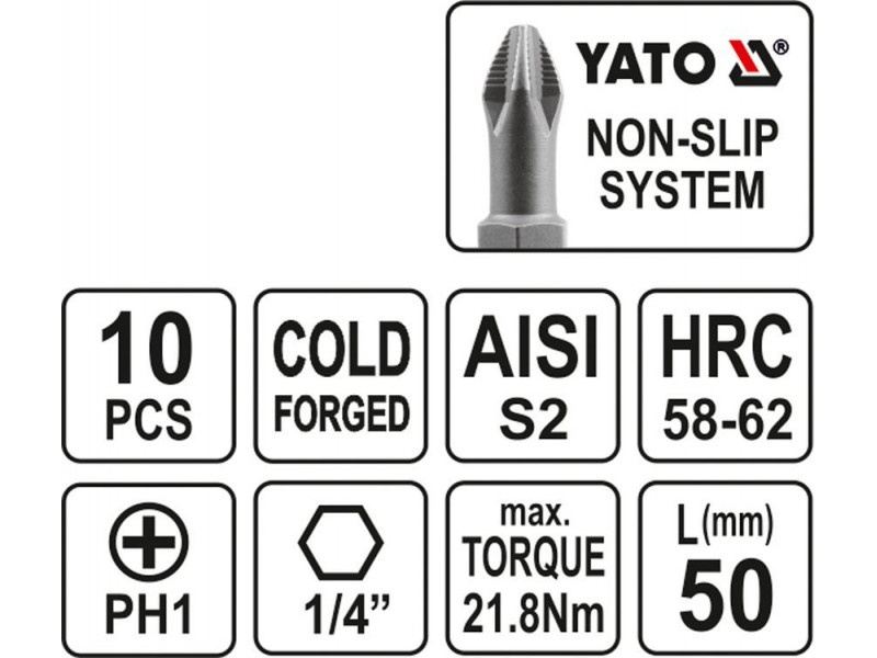 YATO Bithegy PH1 x 50 mm (10 buc) - 2 | YEO