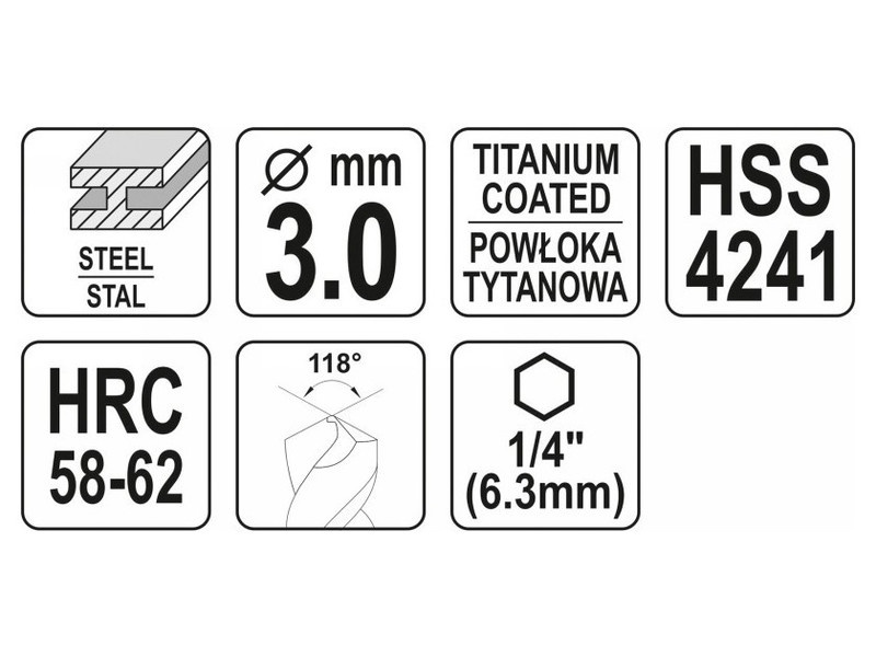 YATO Burghiu de frezat metale 3,0 x 70 mm suport de bit HSS-TiN - 3 | YEO