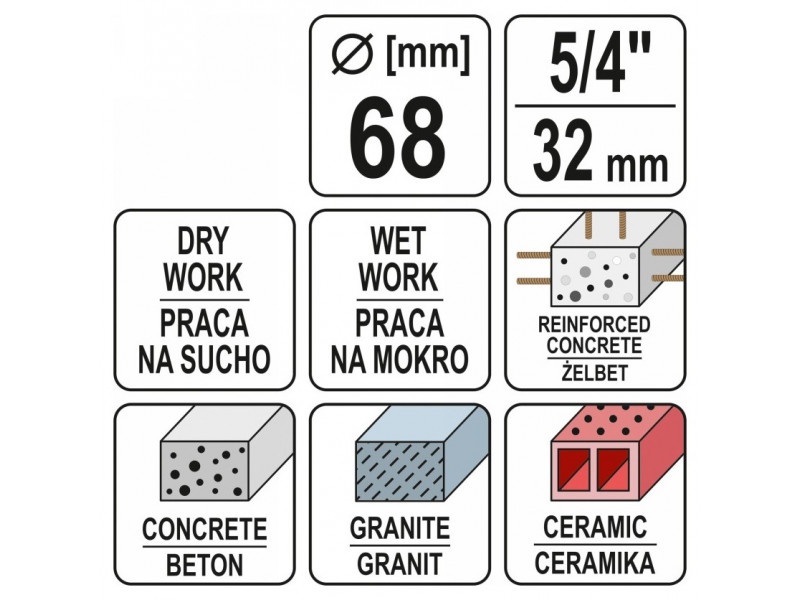 YATO Burghiu diamantat 68 mm