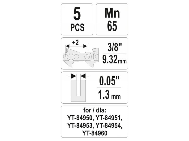 YATO Chainsaw chain link 3/8" 1,3 mm (5 bucăți)