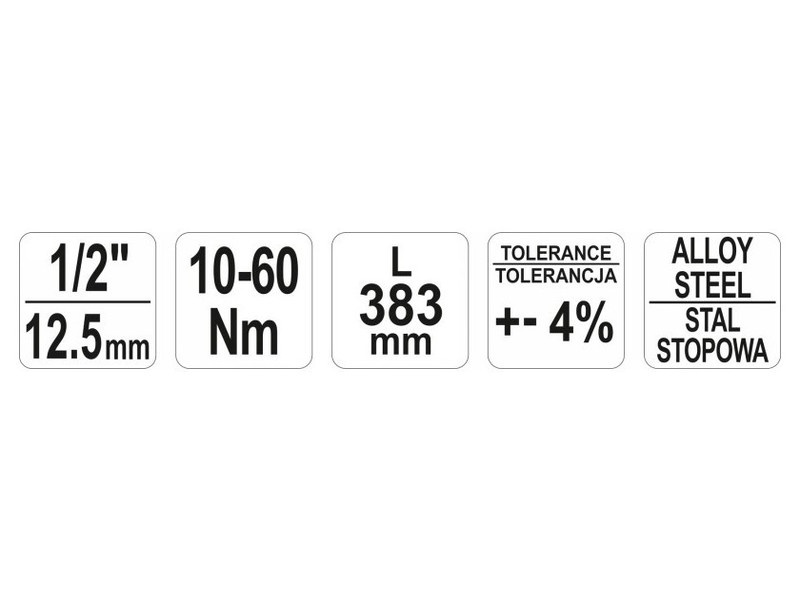 YATO Cheie dinamometrică 1/2" 10-60 Nm / 378-400 mm CrV