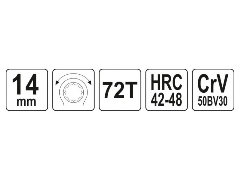 YATO Cheie stea cu clichet 14 mm / 195 mm CrV - 3 | YEO