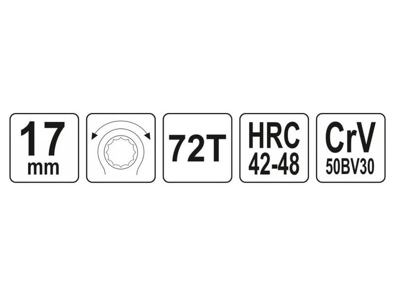 YATO Cheie stea cu clichet 17 mm / 225 mm CrV