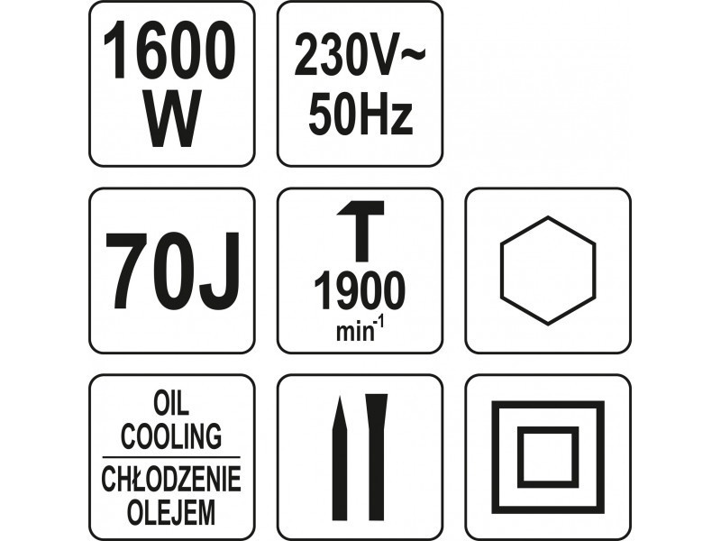 YATO ciocan de demolare Ciocan hexagonal 70 J 1600 W