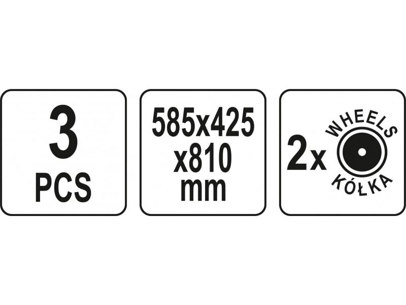 YATO Cutie de scule pe roți sistem 3 piese 585 x 425 x 810 mm