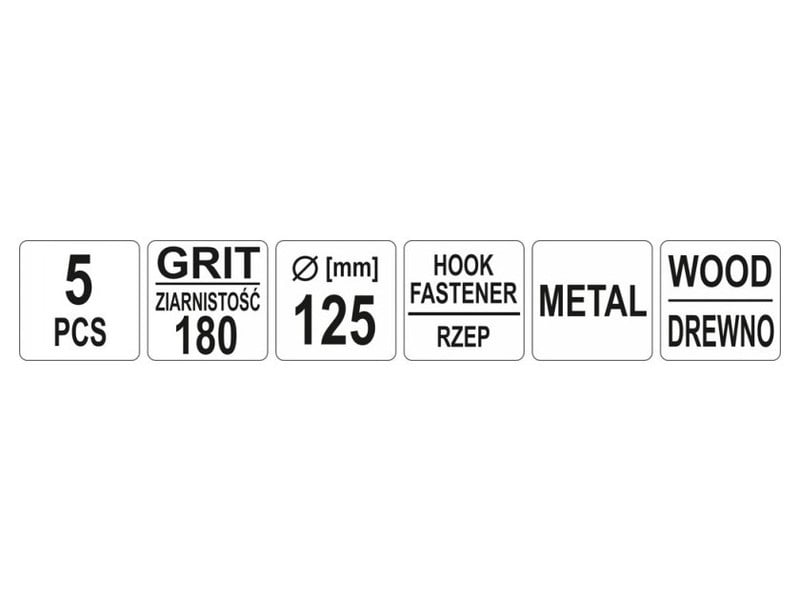 YATO Disc de fixare Velcro 125 mm / P180 (5 buc)