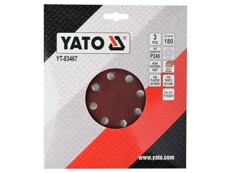 YATO Disc de fixare Velcro 180 mm / P240 (3 buc) - 2 | YEO