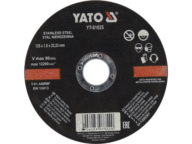 YATO Disc de tăiat pentru metal 125 x 1,0 x 22,2 mm inox