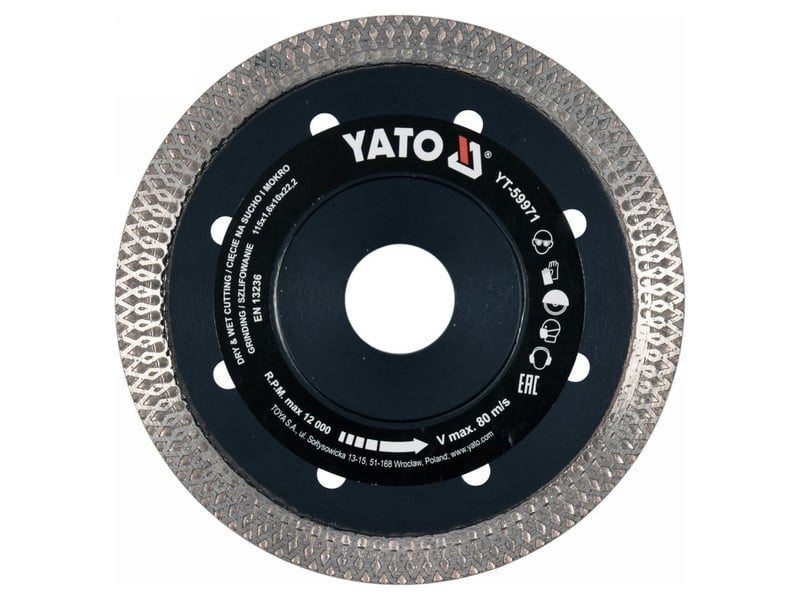 YATO Disc de tăiere diamantat 115 x 1,6 x 10 x 22,2 mm continuu