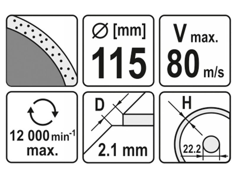 YATO Disc de tăiere diamantat 115 x 2,1 x 5,3 x 22,2 mm continuu - 3 | YEO