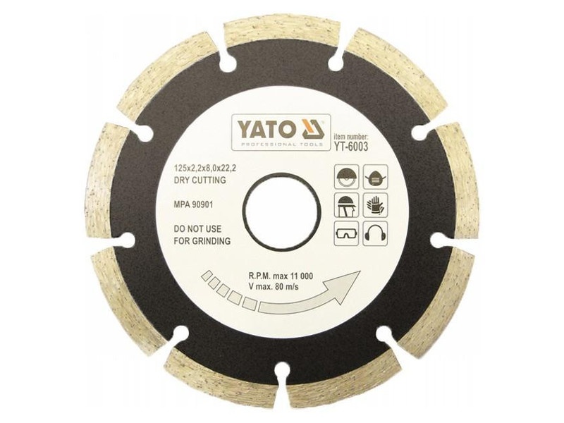 YATO Disc de tăiere diamantat 180 x 2,5 x 8,0 x 22,2 mm segmentat