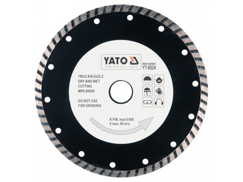 YATO Disc de tăiere diamantat 180 x 2,8 x 8,0 x 22,2 mm turbo