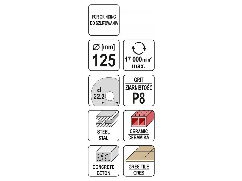 YATO Disc universal de șlefuit 125 x 22,2 mm / P8 - 2 | YEO