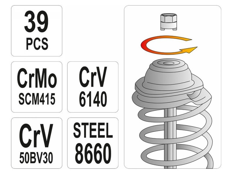 YATO Kit de asamblare amortizoare 39 bucăți