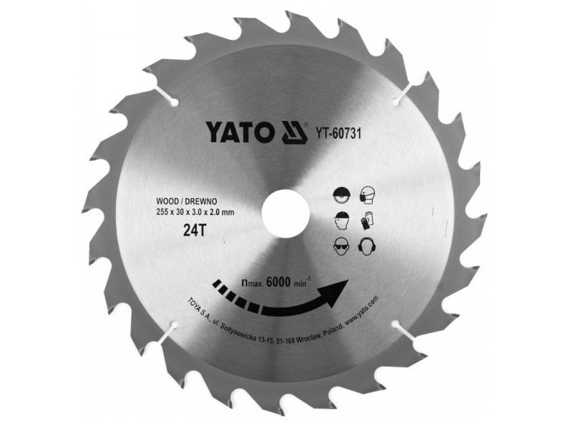 YATO Lamă de ferăstrău pentru lemn 255 x 30 x 2,0 mm / 24T