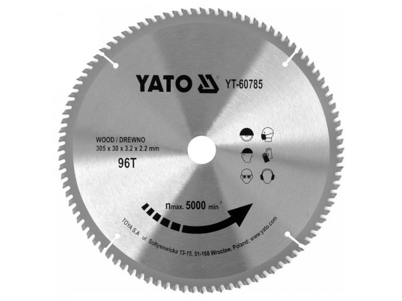 YATO Lamă de ferăstrău pentru lemn 305 x 30 x 2,2 mm / 96T