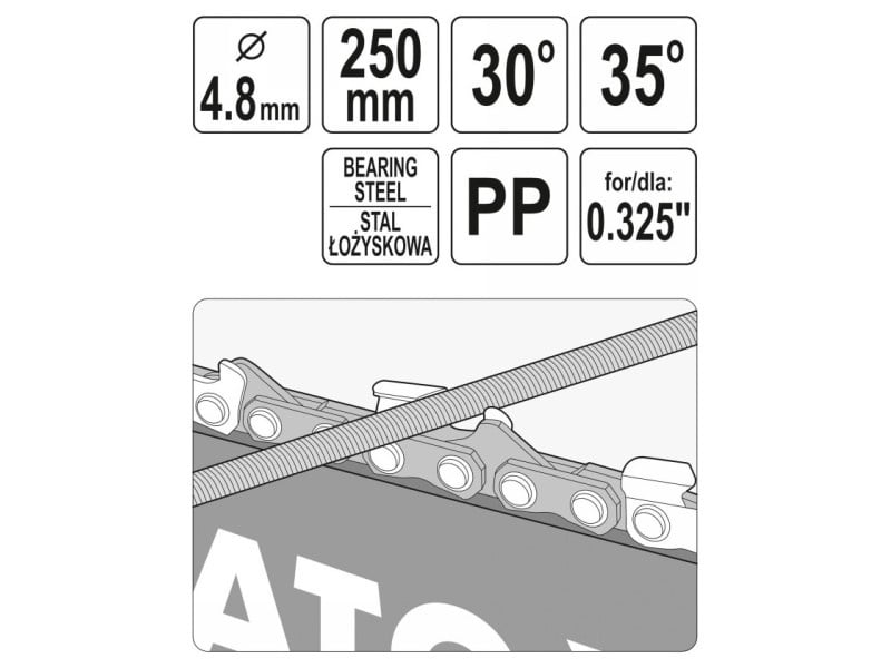 YATO Limă pentru ferăstrău cu lanț 250 x 4,5 mm cu ghidaj