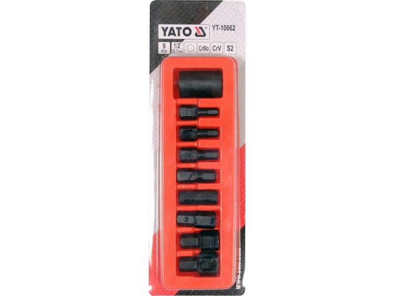 YATO Mașină Allen bit set 9 piese 1/2" 6-19 mm adaptor soclu - 2 | YEO