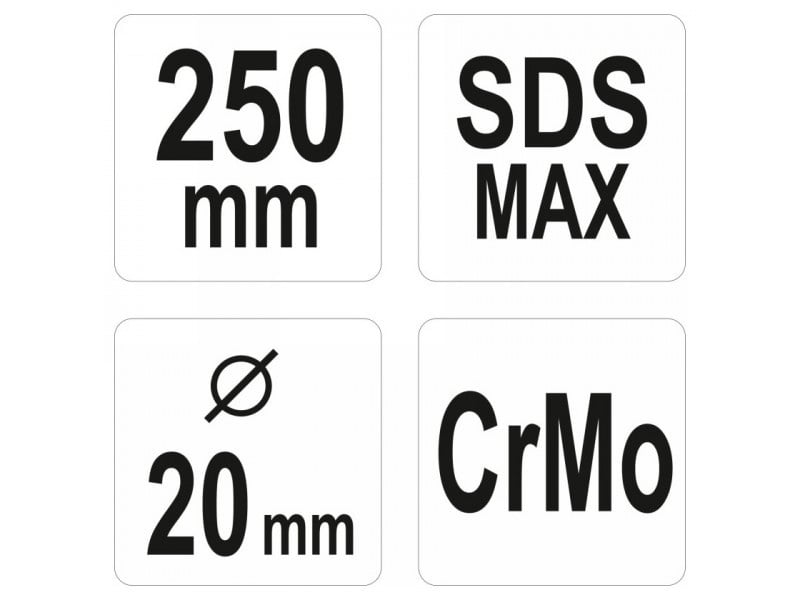 YATO SDS-Max 20 x 250 mm CrMo ciocan cu sondă de pământ