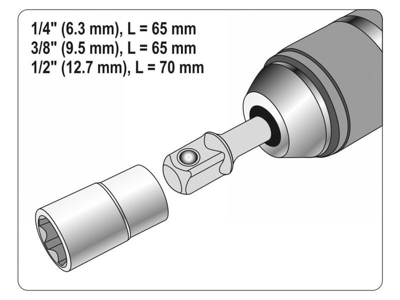 YATO set adaptor soclu 3 piese 1/4" Hex -> 1/4", 3/8", 1/2" pătrat