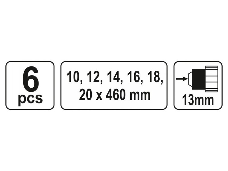 YATO Set de burghie pentru lemn 6 piese (10-12-14-16-18-20 mm) 460 mm Hex