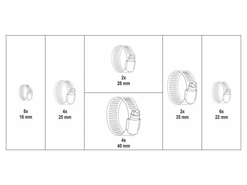 YATO Set de cleme pentru furtun 26 piese 16-40 mm