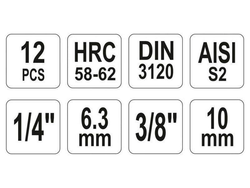 YATO Set mufe 12 piese Torx 1/4", 3/8" CrV - 3 | YEO