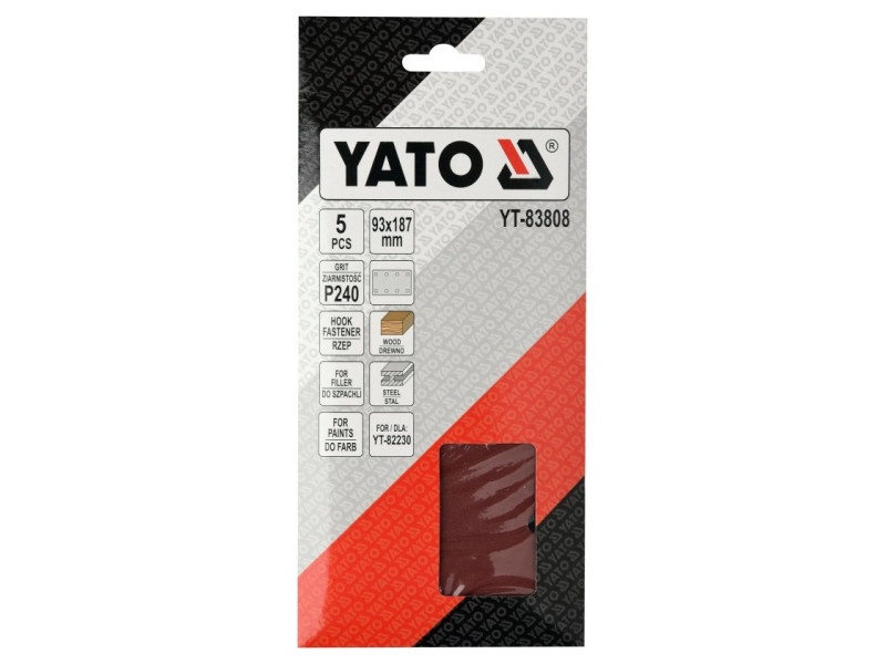 YATO Șmirghel Velcro 90 x 187 mm / P240 (5 bucăți) - 1 | YEO