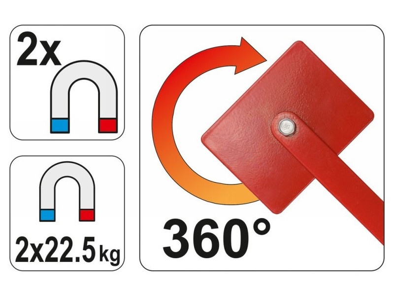 YATO Suport pentru piese de sudură cu magnet reglabil 85 x 65 x 22 mm/2 x 22,5 kg - 2 | YEO