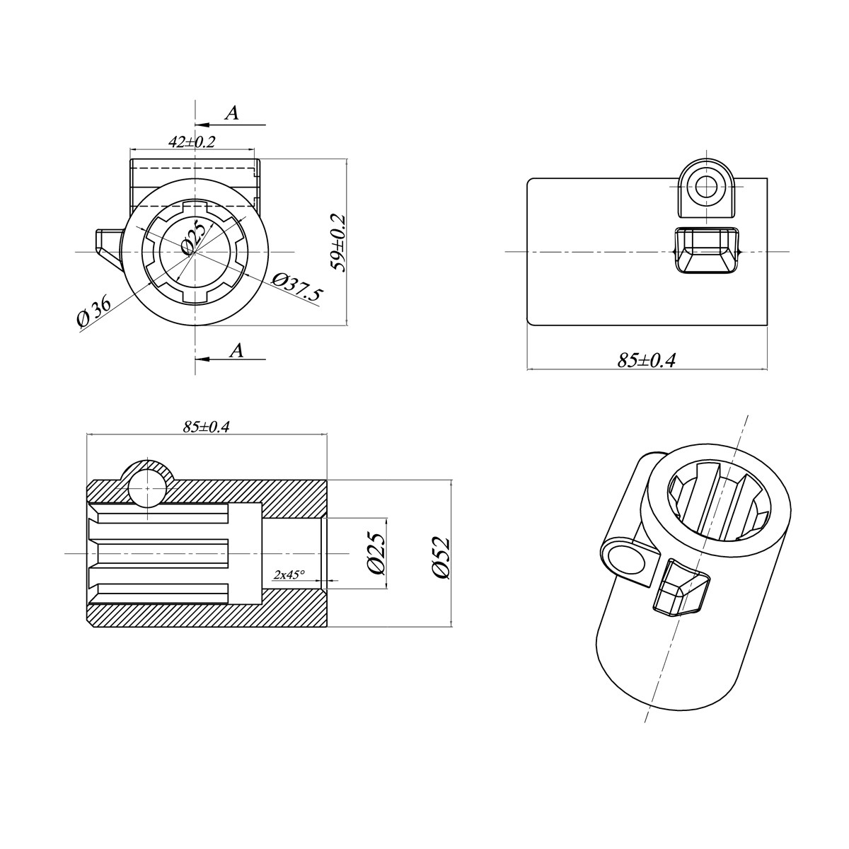 Adaptor cardan universal, Cod: DISBF406, Brand: BRECKNER GERMANY