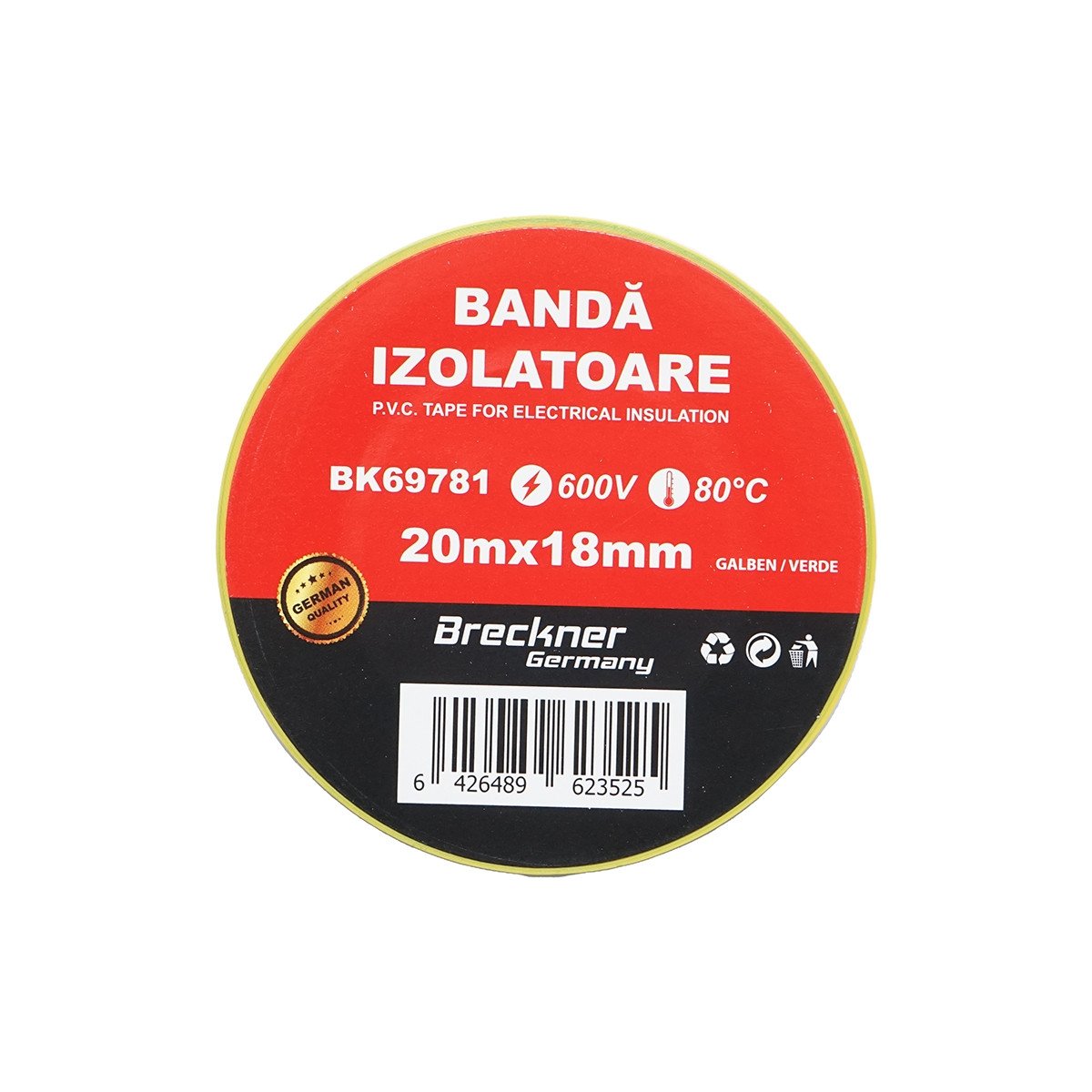 Banda izolatoare galben-verde 18mmx20m, Cod: BK69781, Brand: BRECKNER GERMANY