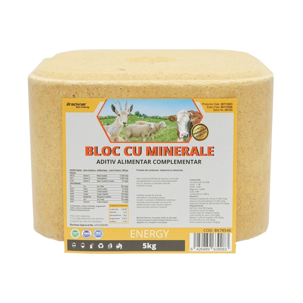 Bloc sare 5kg cu vitamine si minerale pentru animale, Cod: BK78546, Brand: BRECKNER GERMANY