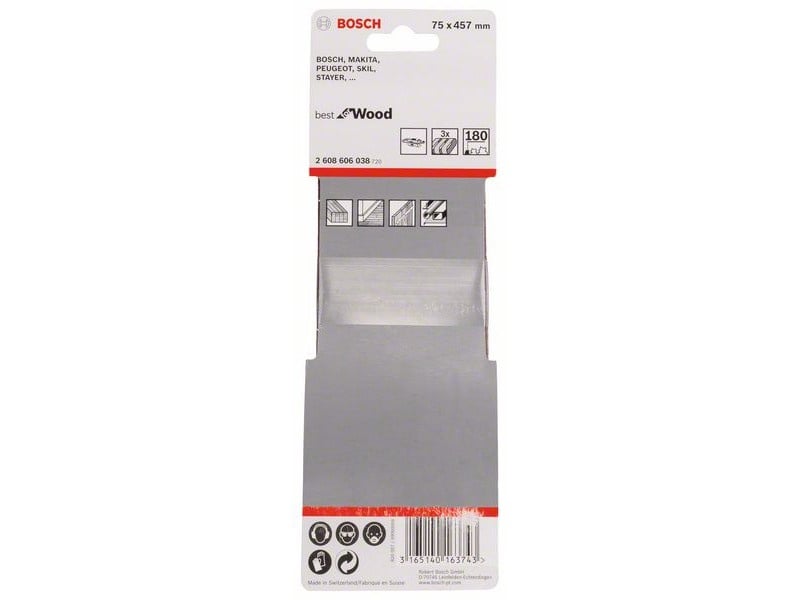 BOSCH Bandă de șlefuit 75 x 457 mm / P180 (3 bucăți)