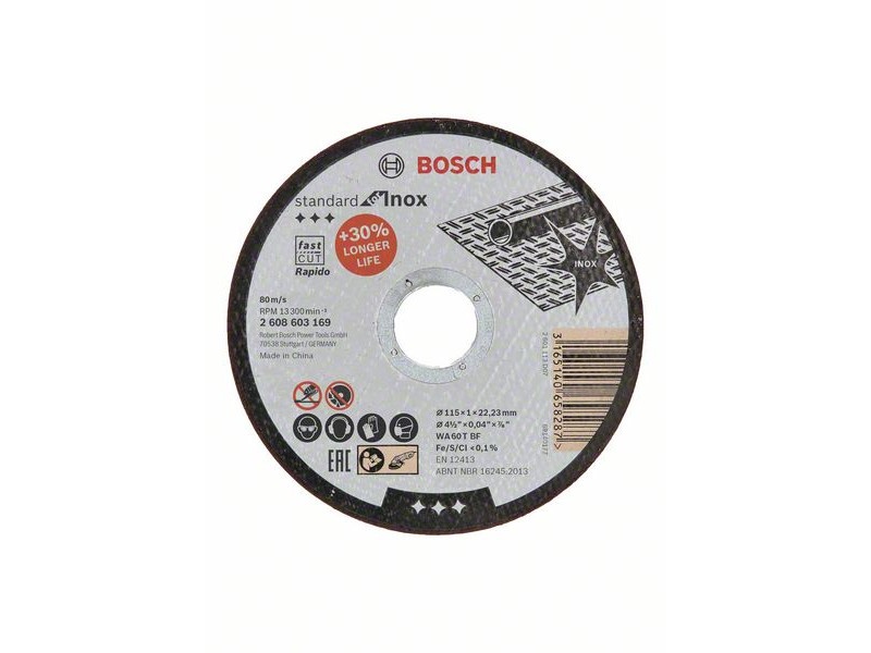 BOSCH Disc de tăiere pentru metal 115 x 1,0 x 22,2 mm inox drept WA 60 T BF Rapido