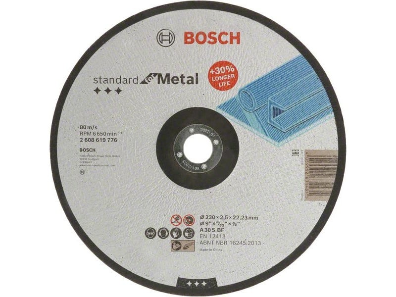 BOSCH Disc de tăiere pentru metal 230 x 2,5 x 22,2 mm curbat Standard pentru metal A 30 S BF