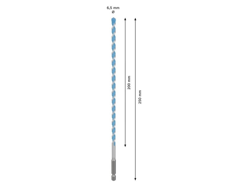 BOSCH EXPERT HEX-9 Burghiu universal 6,5 x 200/250 mm cu prindere burghiu 1/4"