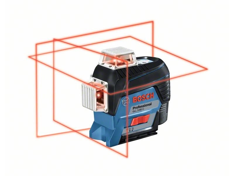 BOSCH GLL 3-80 C Laser de linie (1 x baterie 2.0 Ah) + BM 1 Suport + LR 7 Receptor laser + L-Boxx 136